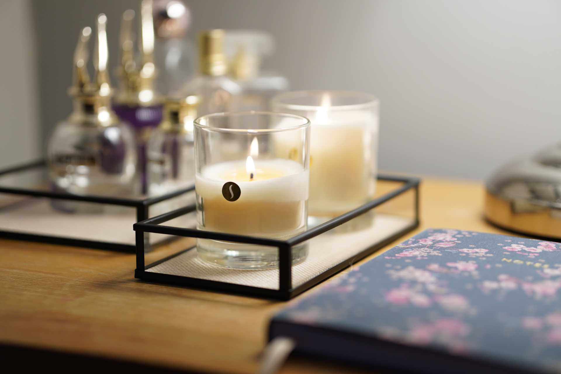 Sobougie Luxury Scented Candles Home Fragrance on Bedside Table.